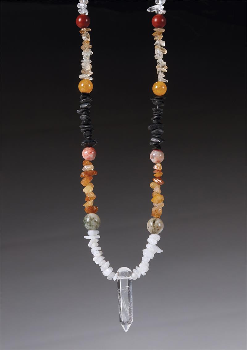 Azeztulite Power Crystal Energy Crystal Necklace  Contains: Satyaloka Clear, White, Sanda Rosa, Red-Gold, Cinnazez, Black, Himalaya Gold, Golden, Red Fire, Amazez, Blue-Green and Pink Azeztulites.