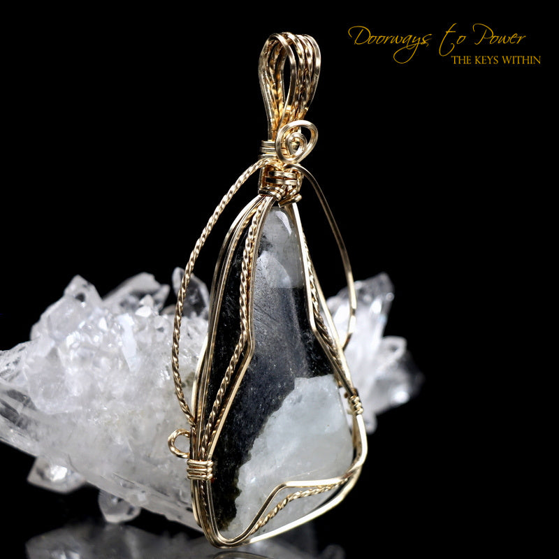Azozeo Phenacite Crystal Pendant in 14k Gold 'Ultra Rare'