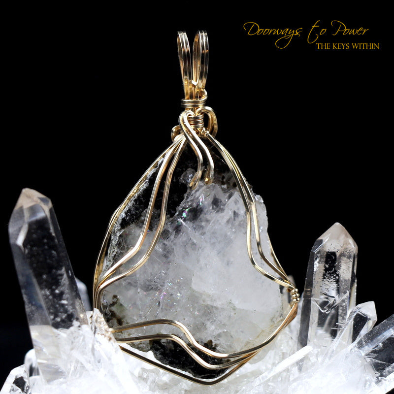 Azozeo Phenacite Crystal Pendant in 14k Gold 