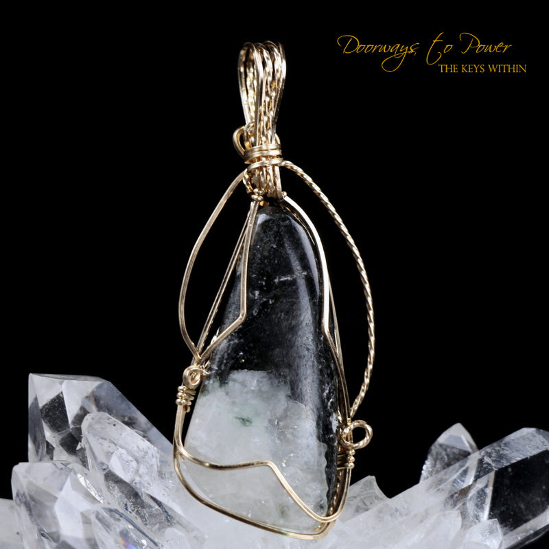 Azozeo Phenacite Crystal Pendant in 14k Gold 'Ultra Rare'
