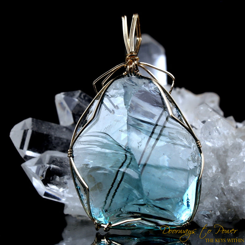 Azure Elysium Monatomic Andara Crystal Pendant 14k 'Resonant'