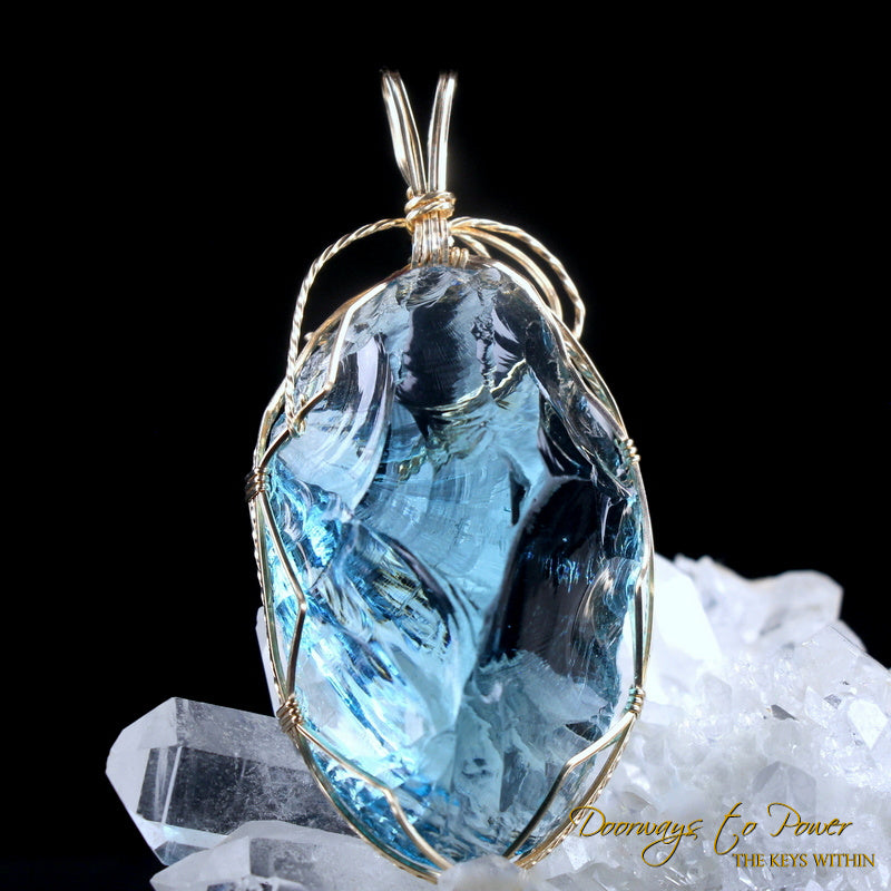 Azure Elysium Monatomic Andara Crystal Pendant 14k 'Resonant' 1995