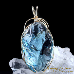 Azure Elysium Monatomic Andara Crystal Pendant 14k 'Resonant' 1995