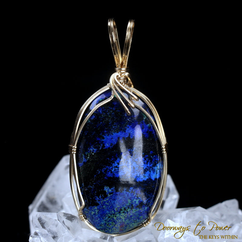 Azurite Crystal Pendant 14k
