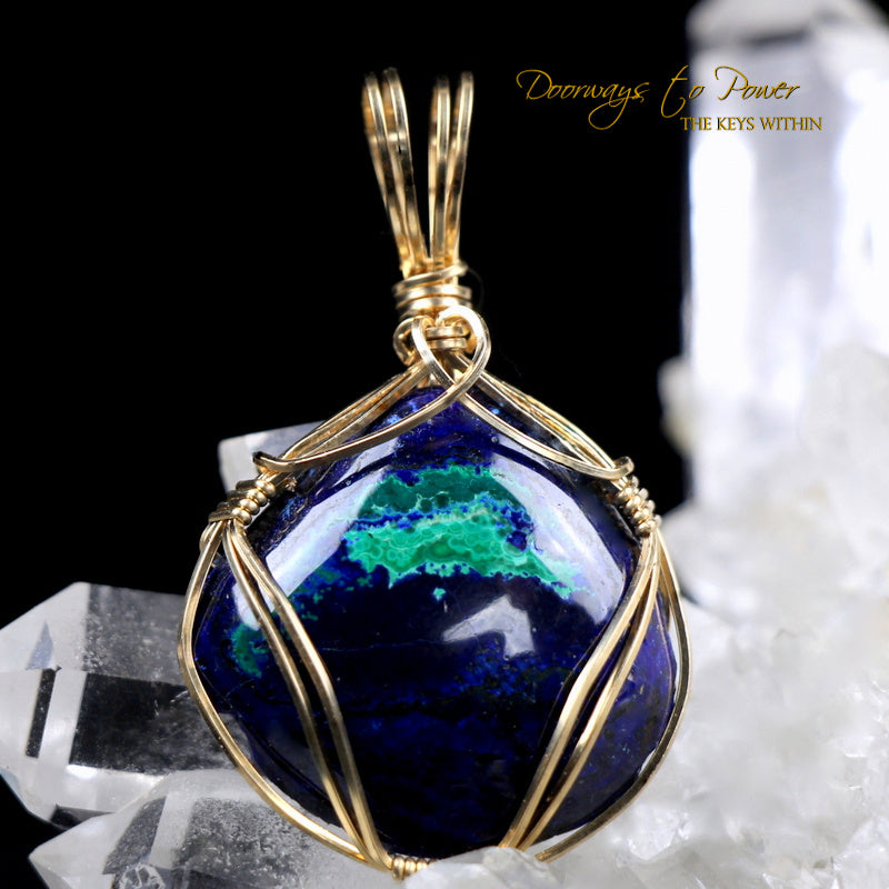 Azurite Malachite Crystal Pendant 14k