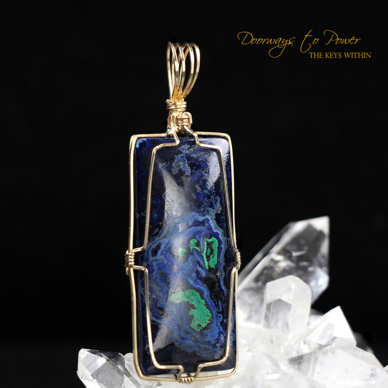 Azurite Malachite Crystal Pendant 14k