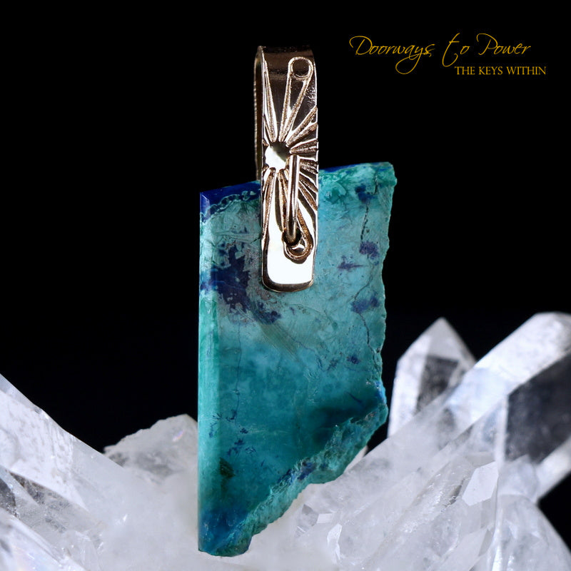 Azurite Malachite Light Language Crystal Pendant™ 14k 