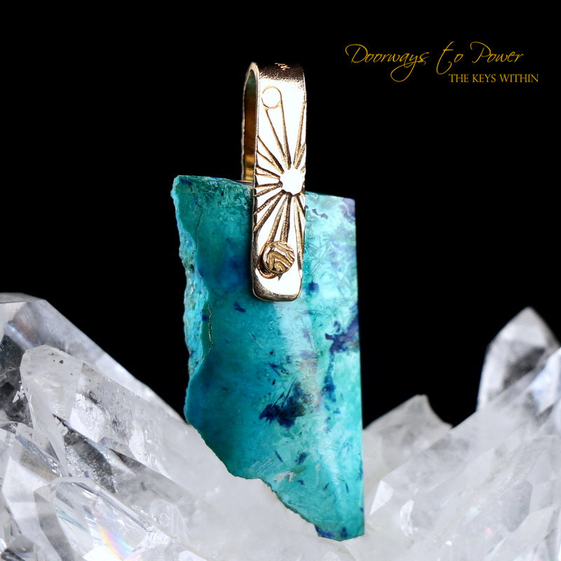 Azurite Malachite Light Language Crystal Pendant™ 14k 