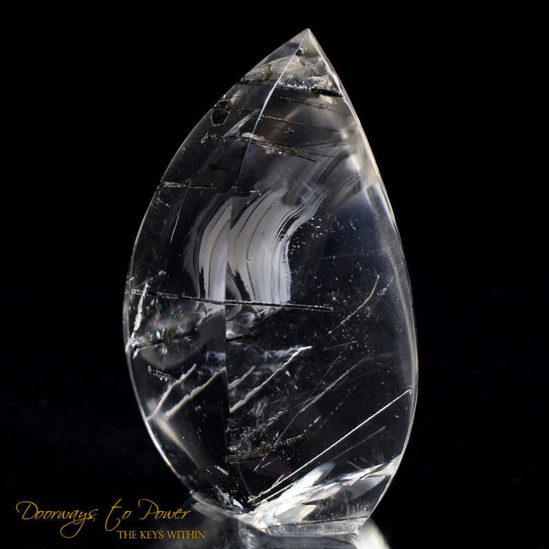 Black Tourmalinated Clear Quartz Crystal Sculpture