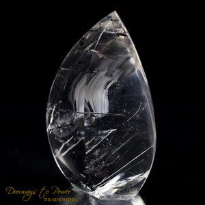 Black Tourmalinated Clear Quartz Crystal Sculpture