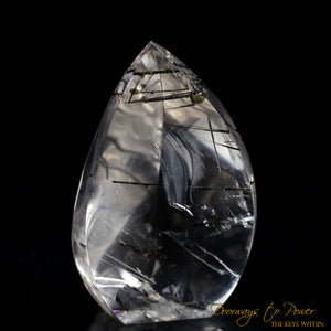 Black Tourmalinated Clear Quartz Crystal Sculpture