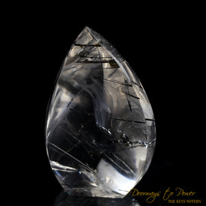 Black Tourmalinated Clear Quartz Crystal Sculpture