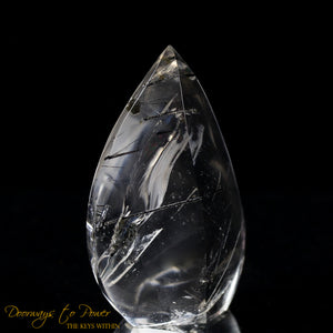 Black Tourmalinated Clear Quartz Crystal Sculpture