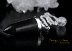 Black Tourmaline Crystal Pendulum Dowsing .925 SS - Doorways 