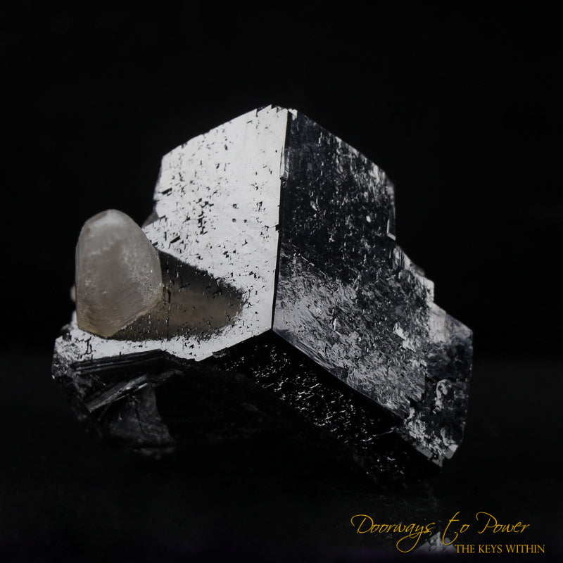 Black Tourmaline Etched Record Keeper Crystal with Smoky Quartz