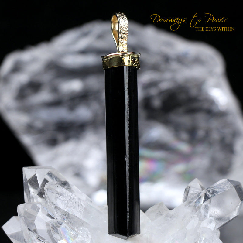 Black Tourmaline Light Language Pendant 22k