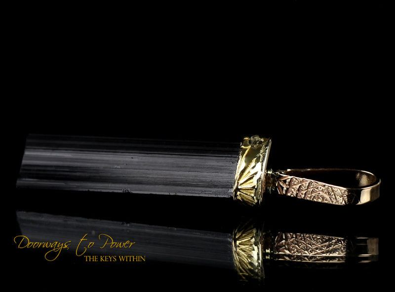 Black Tourmaline Light Language Pendant 22k