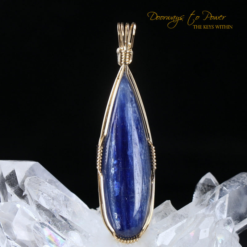 Blue Kyanite Crystal Pendant 14k