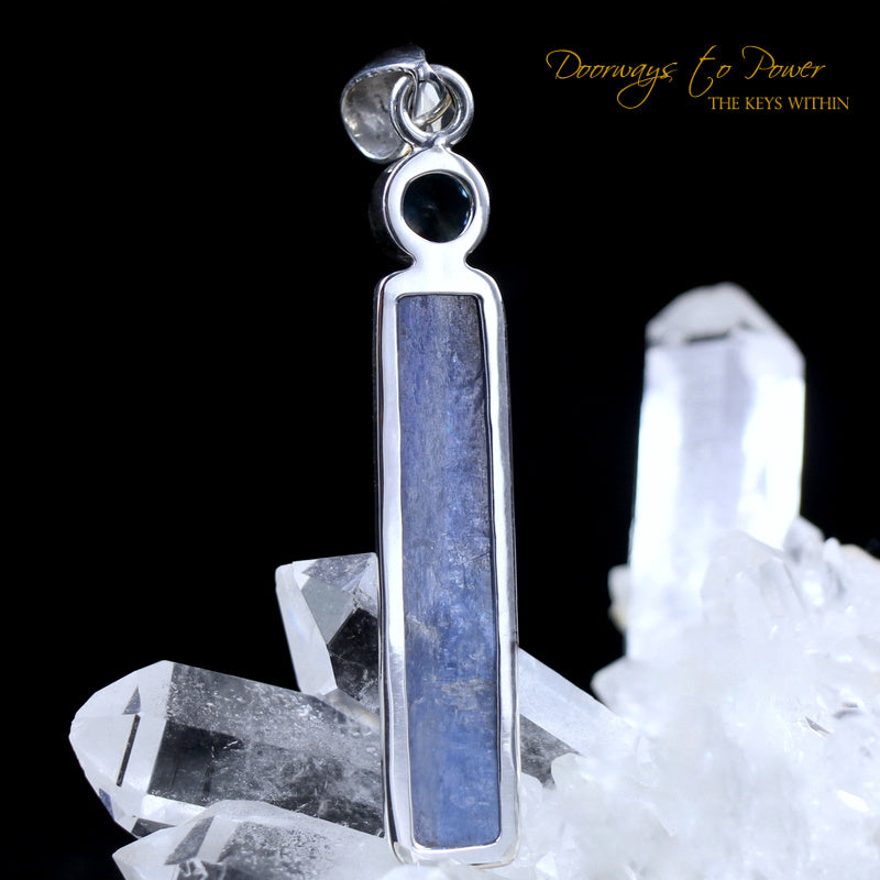 Blue Kyanite & Blue Topaz Crystal Pendant SS