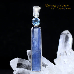Blue Kyanite & Blue Topaz Crystal Pendant SS