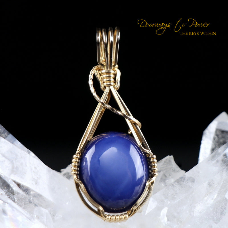 Blue Sapphire Crystal Pendant 14k 