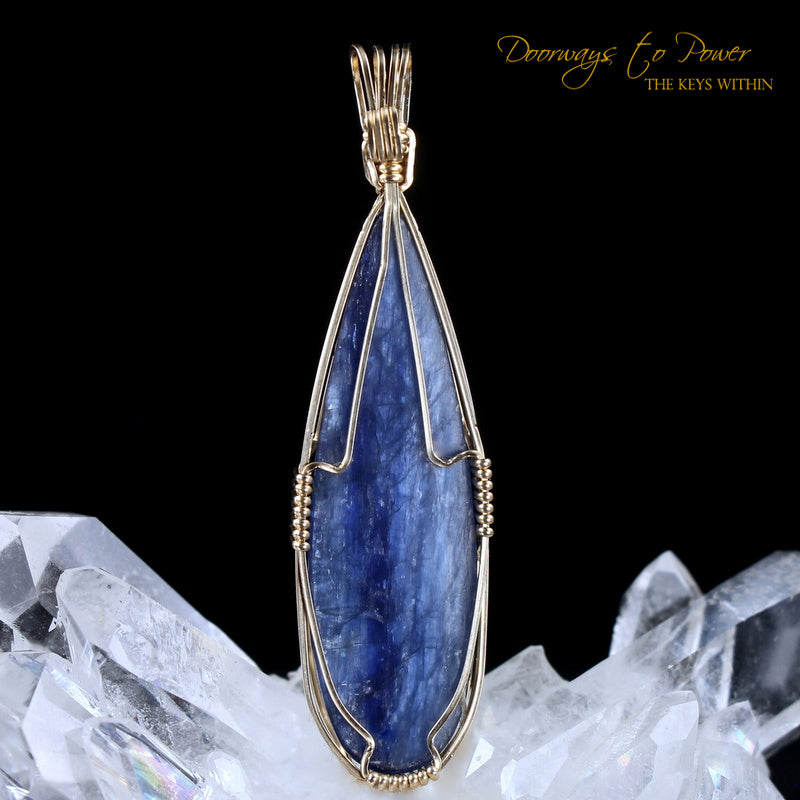 Blue Kyanite Crystal Pendant 14k