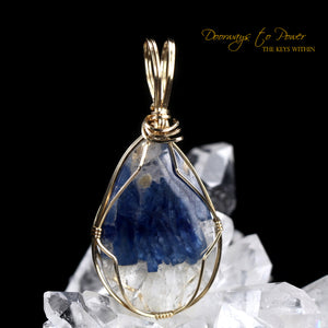 Blue Kyanite & Quartz Crystal Pendant 14k