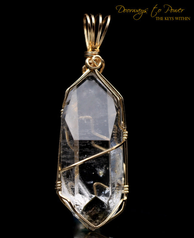Brookite Manifestation Double Terminated Quartz Crystal Pendant 14k 