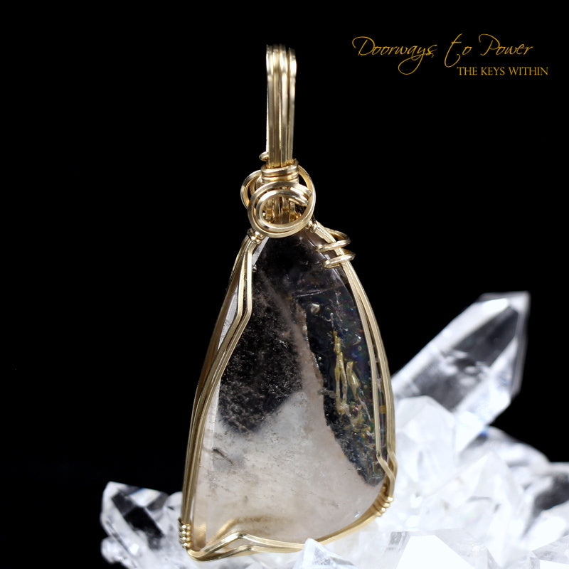 Brookite Manifestation Quartz Crystal Pendant 14k