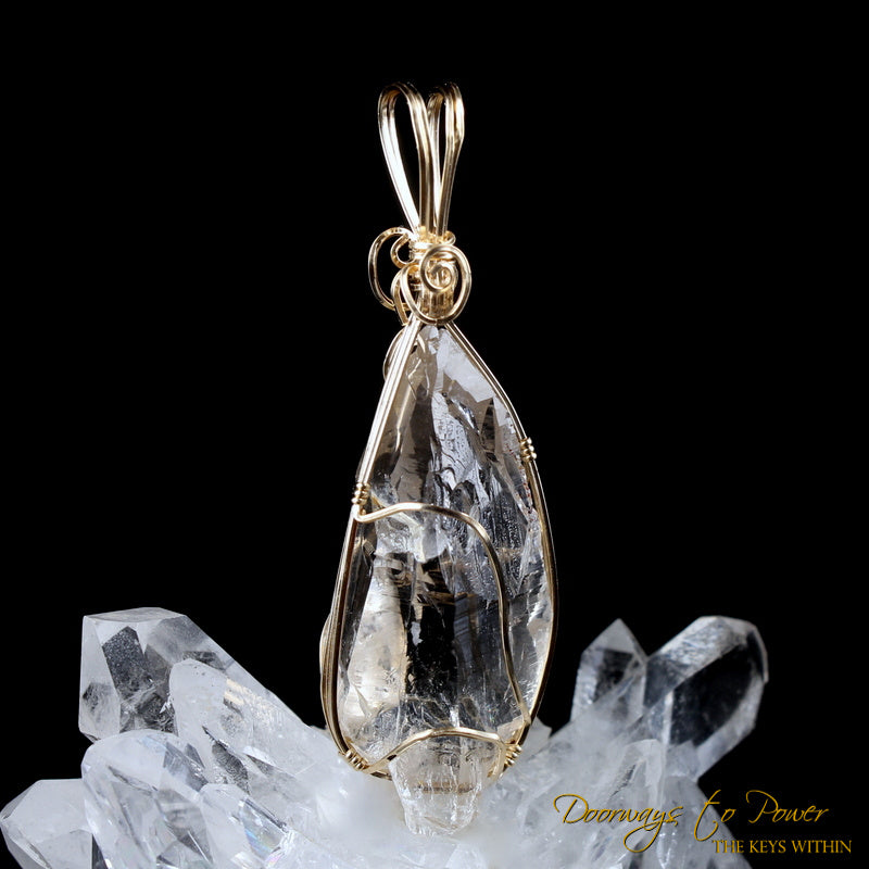 Brookite Manifestation Quartz Crystal Pendant 14k