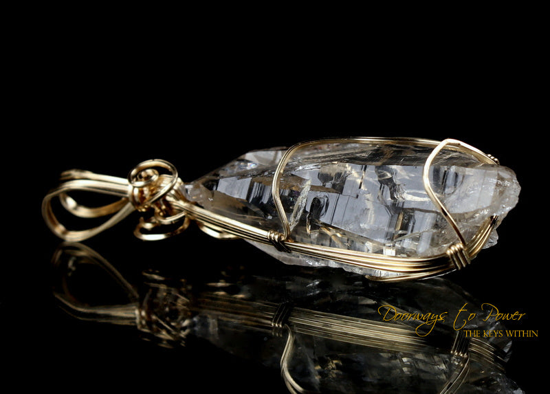 Brookite Manifestation Quartz Crystal Pendant 14k