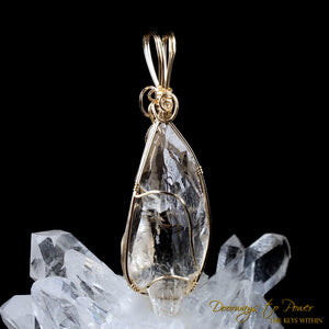 Brookite Manifestation Quartz Crystal Pendant 14k