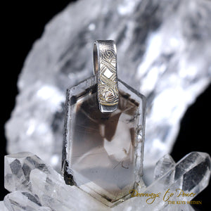 Brookite in Quartz Light Language Crystal Pendant .999 fine Silver