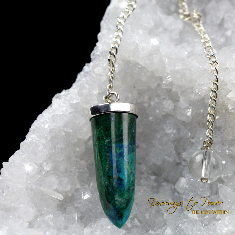 Chrysocolla Crystal Pendulum SS