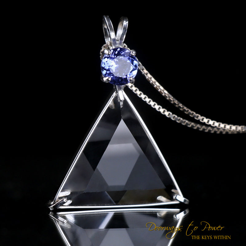 Clear Quartz & Tanzanite Star of David Pendant SS