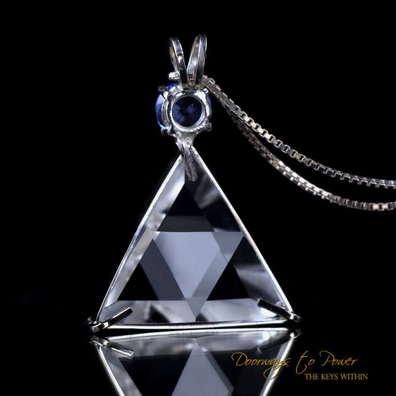 Clear Quartz & Tanzanite Star of David Pendant SS