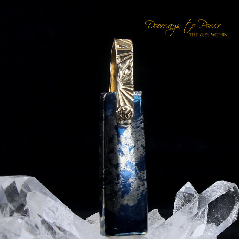 Covellite Light Language Crystal Pendant 14k Gold