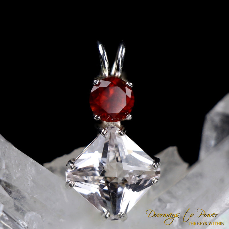 Danburite & Hessonite Garnet Mini Magician Stone Pendant