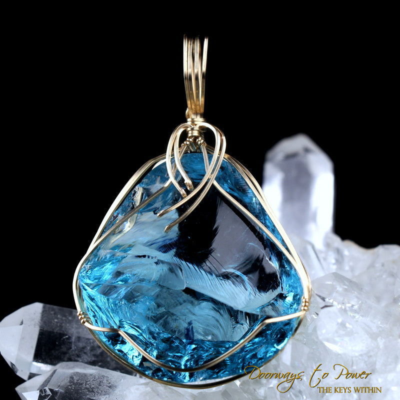 Electric Blue Atlantean Andara Pendant 14k 'Emissaries of the Light'