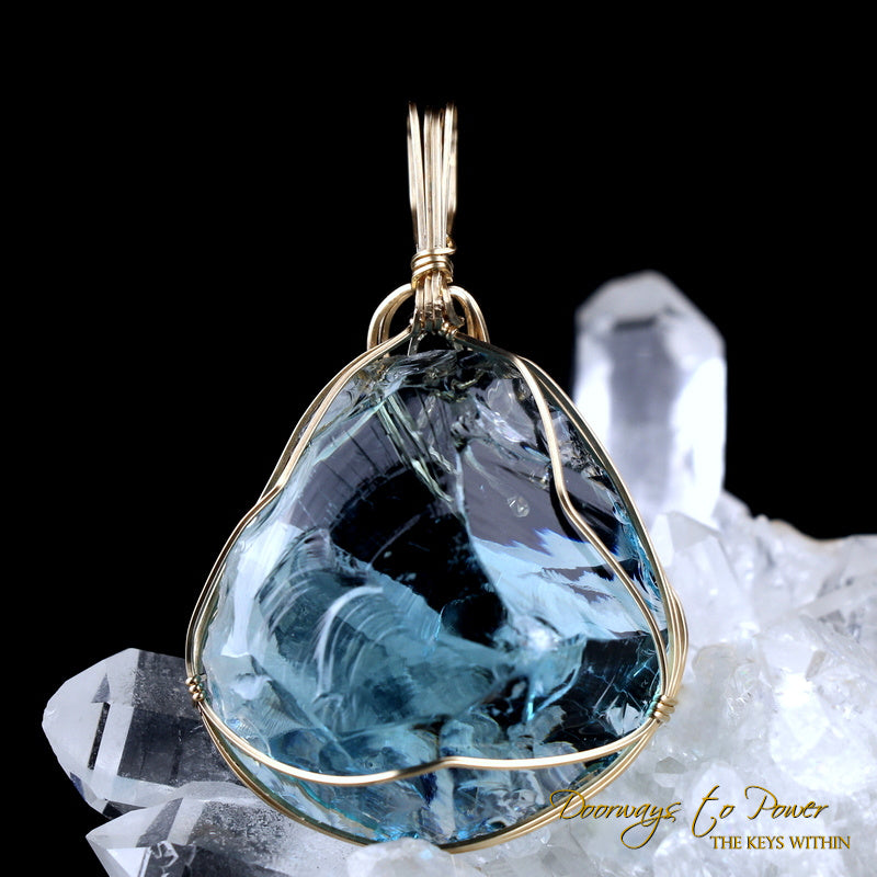 Electric Blue Atlantean Andara Pendant 14k 'Emissaries of the Light'