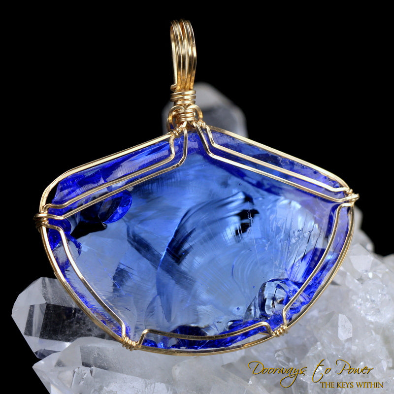 Elestial Starlight Sapphire Andara Pendant 14k Gold
