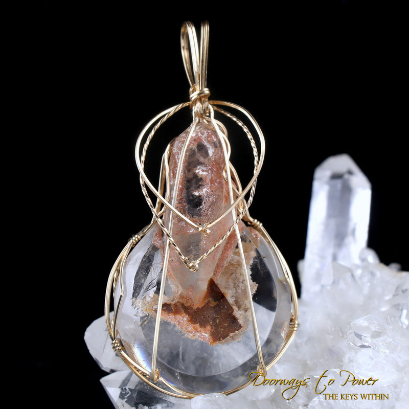 Lemurian Manifestation Quartz Crystal Pendant 14k