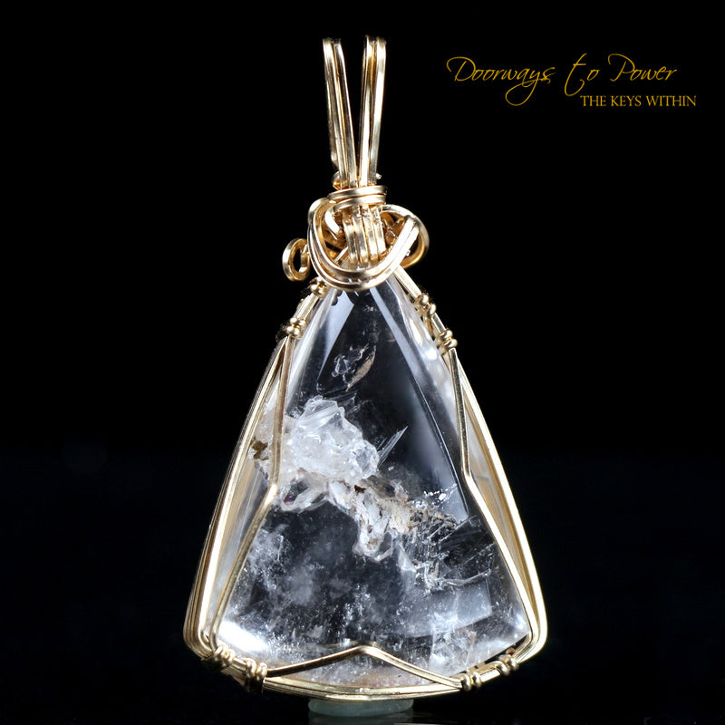 Lemurian Manifestation Quartz Pendant 14k