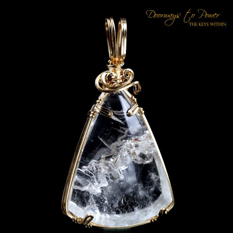 Lemurian Manifestation Quartz Pendant 14k