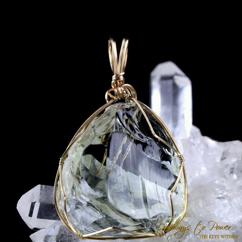 Ethereal Mint Andara Crystal Pendant 14k 'Sacred Resonance'