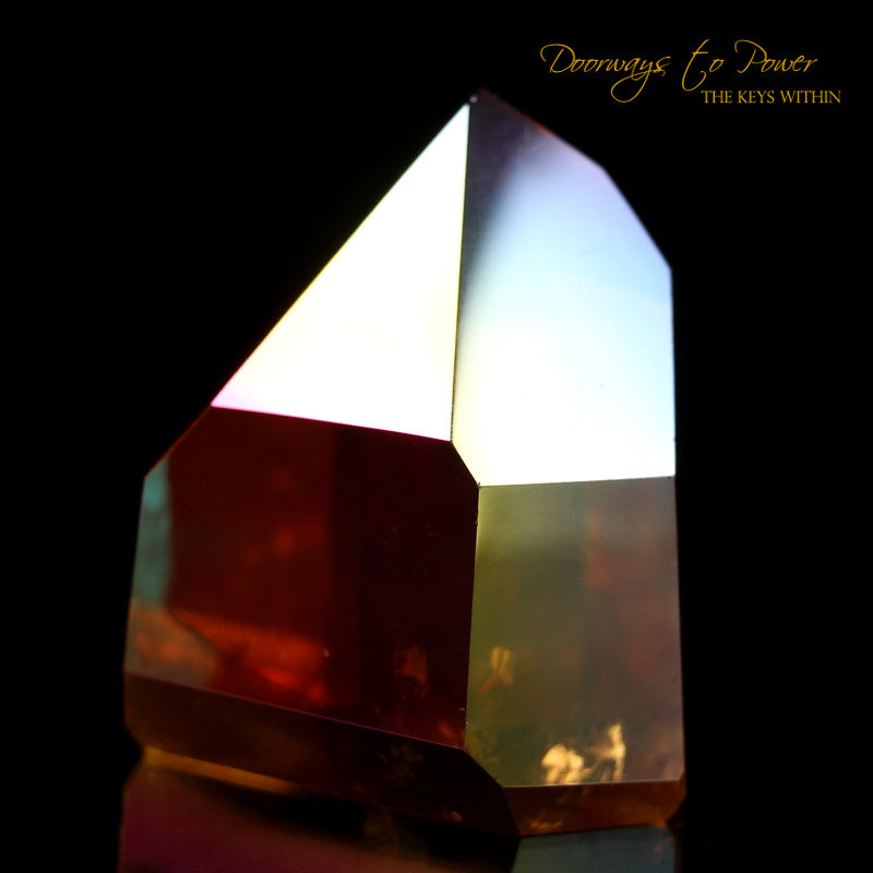 Golden Aura Lemurian Quartz Crystal Point & Temple Heart Dow