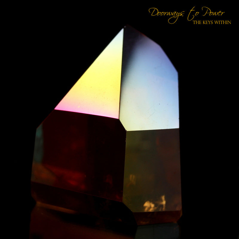 Golden Aura Lemurian Quartz Crystal Point & Temple Heart Dow