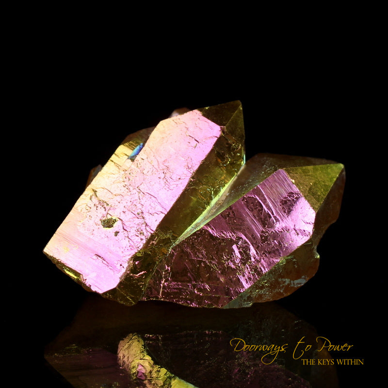 Golden Aura Lemurian Quartz Twin Record Keeper Crystal