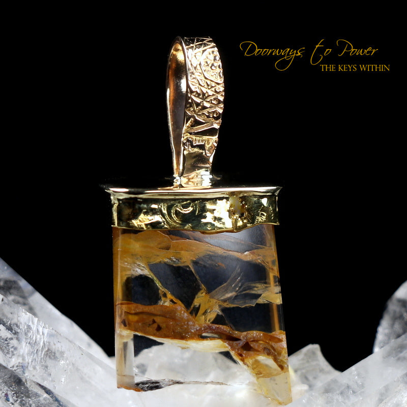 Golden Healer Quartz Light Language Crystal Pendant 22k