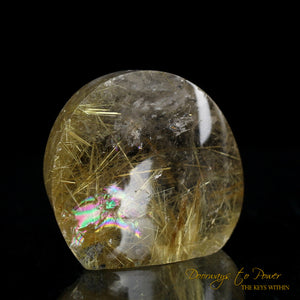 Golden Rutilated Quartz Crystal Gem with Rainbows
